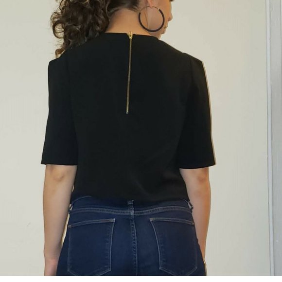 Black Crop Top with Gold Plate - SOLD - Picture 3 of 3